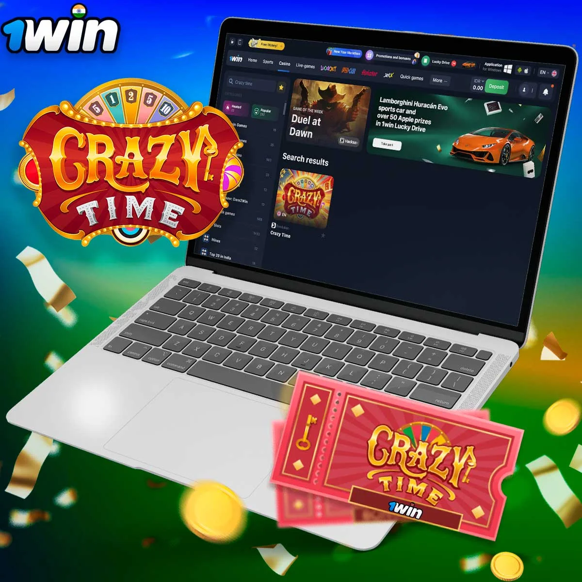 Information about Crazy time at 1win Casino