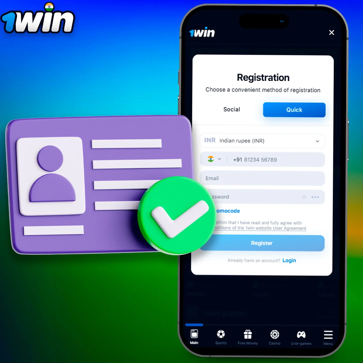 How to sign up for 1Win India app